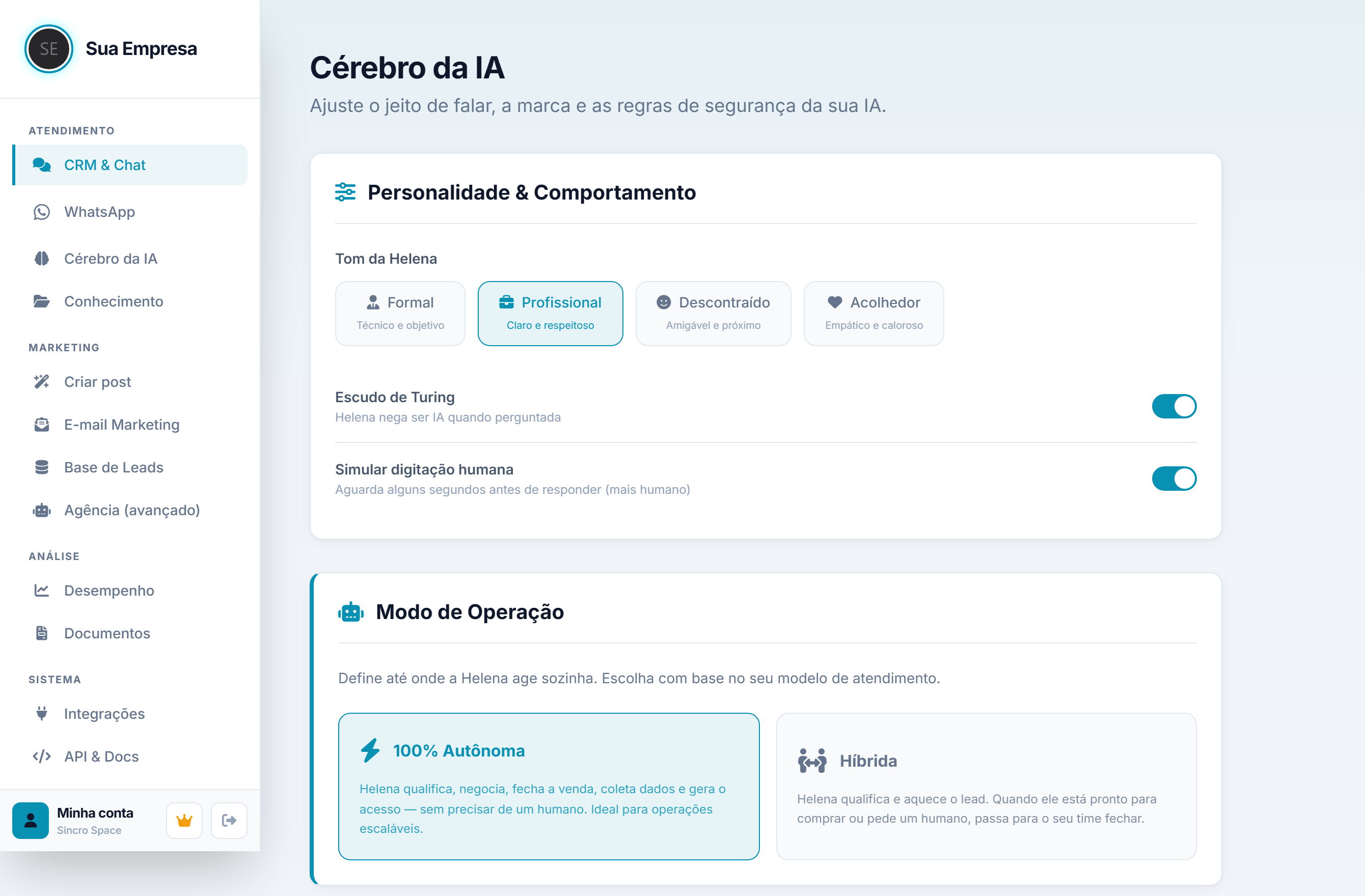Painel Sincro — a plataforma em funcionamento